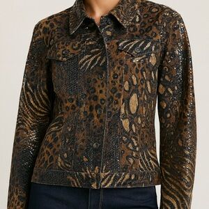 Ruby Rd Animal Print Textured jacket large